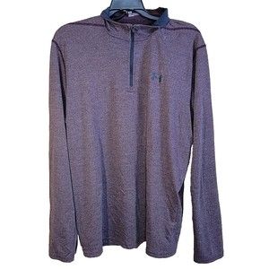 Under Armour Shirt Mens XL Burgundy Red 1/4 Zip Threadborne Mock Neck Active